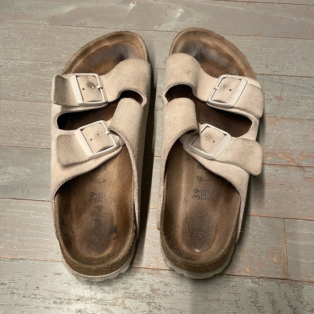 Arizona Soft Footbed Sandals, Antique White Suede